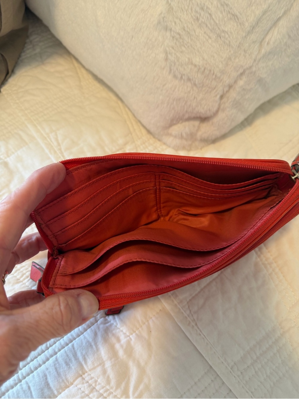Coach Red Leather Wristlet Wallet 8x5 - Picture 5 of 9
